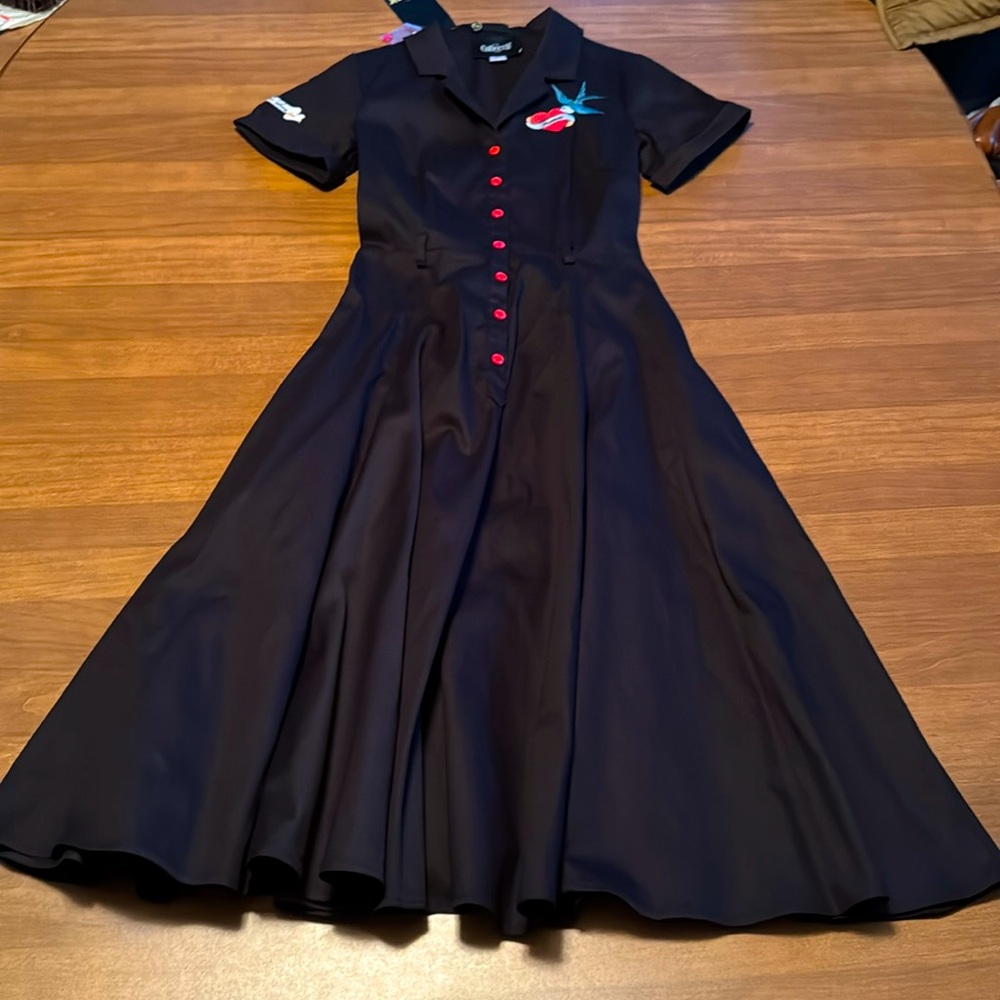 BNWT Collectif London UK Caterina True Love Swing Dress  Rockabilly Gothabilly